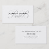 白ユニーク灰色スクリプトモノグラムマネージャ 名刺 (正面/裏面)