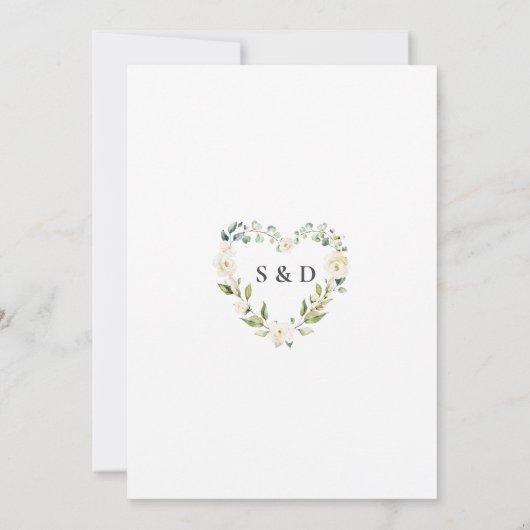 白ユニーク花金ゴールドモノグラ結婚ム 招待状 (裏面)