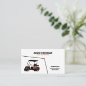 白ユニーク赤カートゴルフインストラクター 名刺 (スタンド正面)