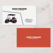 白ユニーク赤カートゴルフインストラクター 名刺 (正面/裏面)