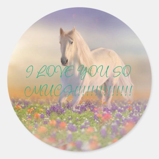 白ユニーク馬 ラウンドシール (正面)