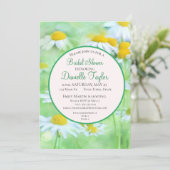 白ユニーク黄デイジーフローラブライダルシャワー 招待状 (スタンド正面)