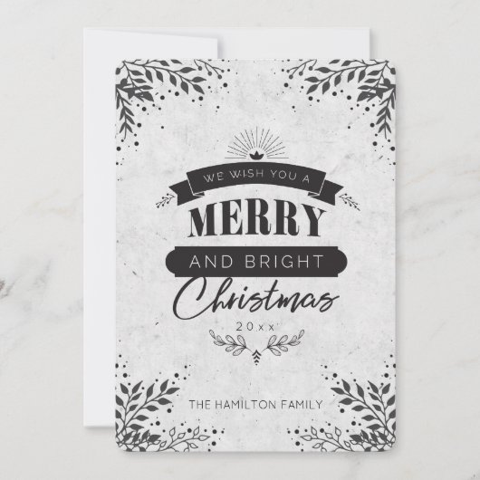 白ユニーク黒のクリエレガントスマスカード シーズンカード (正面)