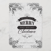 白ユニーク黒のクリエレガントスマスカード シーズンカード (正面/裏面)