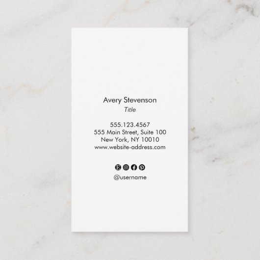 白ユニーク黒の縦ストライプのモダンお尻 名刺 (裏面)