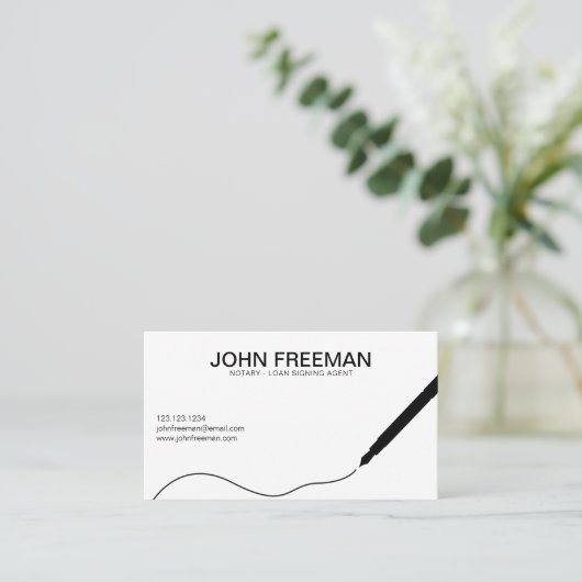 白ユニーク黒公証人署名員 名刺 (スタンド正面)