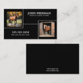 白ユニーク黒馬の写真ウマ科の 名刺 (正面/裏面)