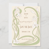 白ユリが日付を保存 マグネット招待状 (正面)