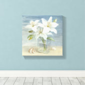 白ユリと貝殻 キャンバスプリント (インサイチュ (ウッドフロア))