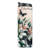 白ユリの上の白黒の蝶 タンブラー (回転右)