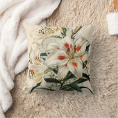 白ユリの花ヴィンテージ クッション (ブランケット)