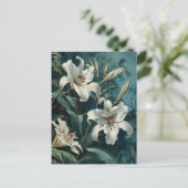 白ユリの花ヴィンテージ ポストカード (スタンド正面)