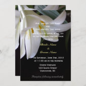 白ユリの花春，夏，結婚休日 招待状 (正面/裏面)