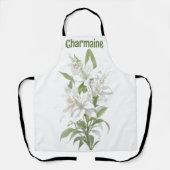 白ユリパーソナライズされた花 エプロン (正面)