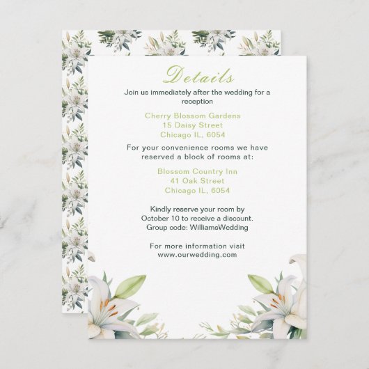 白ユリ結婚の花 エンクロージャーカード (正面/裏面)