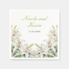 白ユリ結婚の花 スタンダードカクテルナプキン