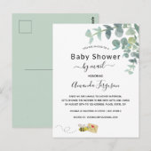 白ユーカリの緑のミツバチの郵便でベビーシャワー ポストカード (正面/裏面)
