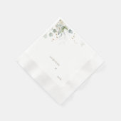 白ユーカリパーソナライズされた結婚カクテル 縁ありカクテルナプキン (角)