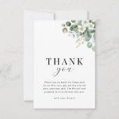 白ユーカリ水彩花のウェディングシャワー サンキューカード (正面)