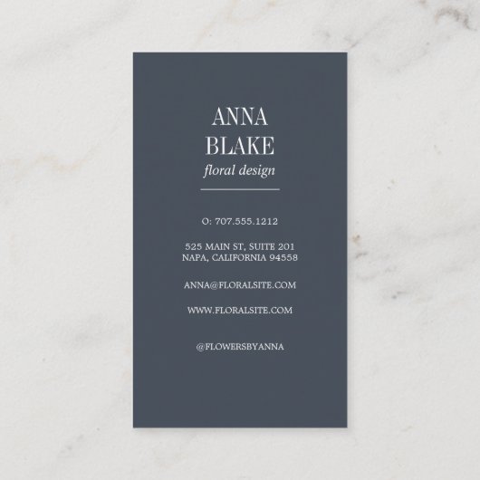 白ユーカリ花（縦） 名刺 (裏面)