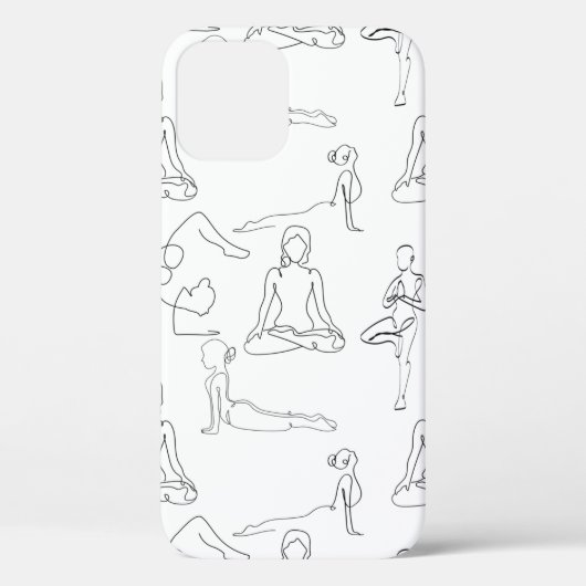 白ヨガ位置ラインスケッチ Case-Mate iPhoneケース (裏面)