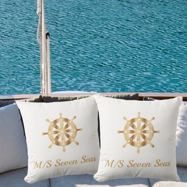白ヨットボート名金ゴールドハンドル沿岸 アウトドアクッション (クリエイターアップロード済み)