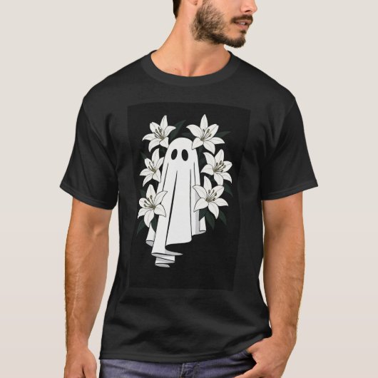 白ライリーの美的幽霊不気味- Cute Fl Tシャツ (正面)