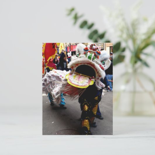 白ライ中国のオンダンサー、頭を上げる ポストカード (スタンド正面)