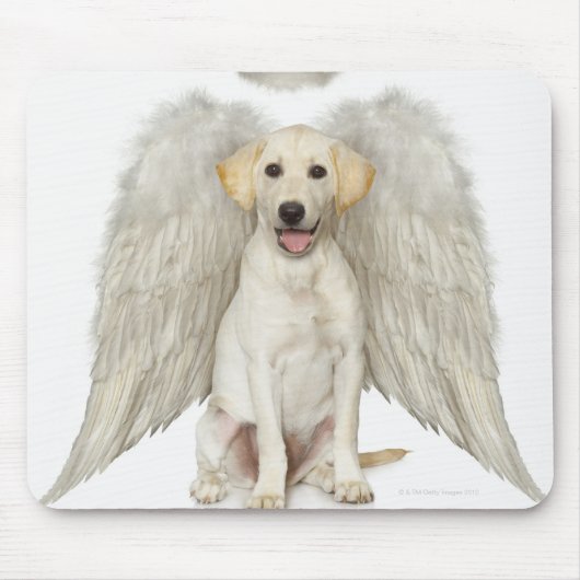白ラブラドールレトリバー着用ポートレート マウスパッド (正面)