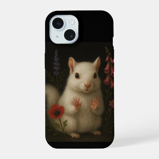白リス iPhone 15ケース (裏面)