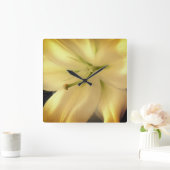 白リラムフラワーフォトスクエアウォールクロック スクエア壁時計 (ホーム)