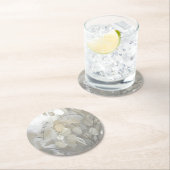 白ルナリア銀ドルのカスタマイズ ラウンドペーパーコースター (インサイチュ)