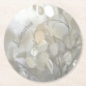 白ルナリア銀ドルのカスタマイズ ラウンドペーパーコースター (正面)