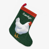 白レグホン鶏 スモールクリスマスストッキング (正面 (吊り時))