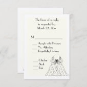 白レズ伝統的ビアのメ結婚ニュー選択RSVP 出欠カード (正面/裏面)