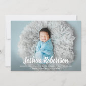 白レタリング愛らしい出産発表カード 案内状 (正面)