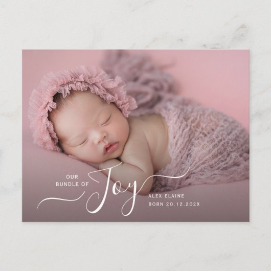 白レタリング生誕発表 ポストカード (正面)