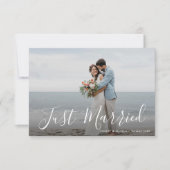 白レタリング結婚たった今結婚しました発表 サンキューカード (正面)