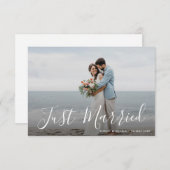 白レタリング結婚たった今結婚しました発表 サンキューカード (正面/裏面)