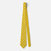 白レトロ水玉模様オンアマスタードイエロー ネクタイ (正面)