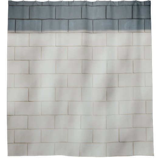 白レンガ壁 シャワーカーテン (正面)