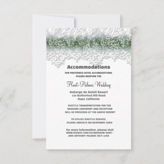 白レースとスタイリッシュなウェディングステイのご案内カード (正面)