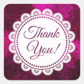 白レースとマゼンタシールありがとう スクエアシール (正面)