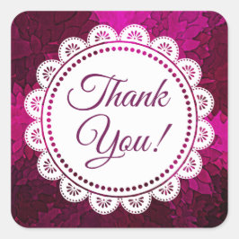 白レースとマゼンタシールありがとう スクエアシール