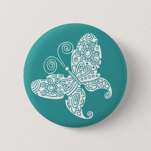 白レースのよう蝶 缶バッジ (正面)