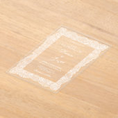 白レースのウェディング アクリル招待状 (レイダウン)