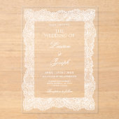 白レースのウェディング アクリル招待状 (正面)