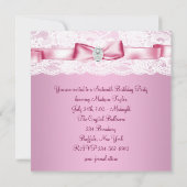 白レースのピンクのスイート16の誕生日パーティー 招待状 (裏面)