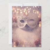 白レースの仮面のローズのキンセアニエラ 招待状 (裏面)