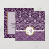白レース+プラムアクセントのウェディング招待状 招待状 (正面/裏面)